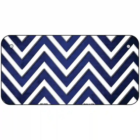 Blue White Chevron Oil Rubbed Metal Novelty License Plate 6" x 3" (BP)