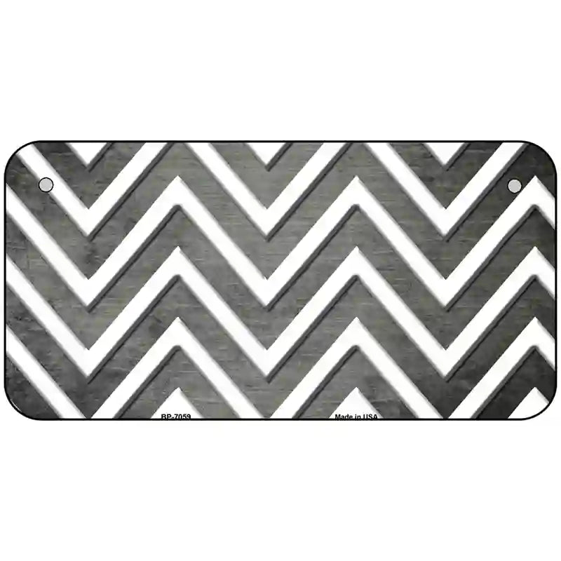 Gray White Chevron Oil Rubbed Metal Novelty License Plate 6" x 3" (BP)