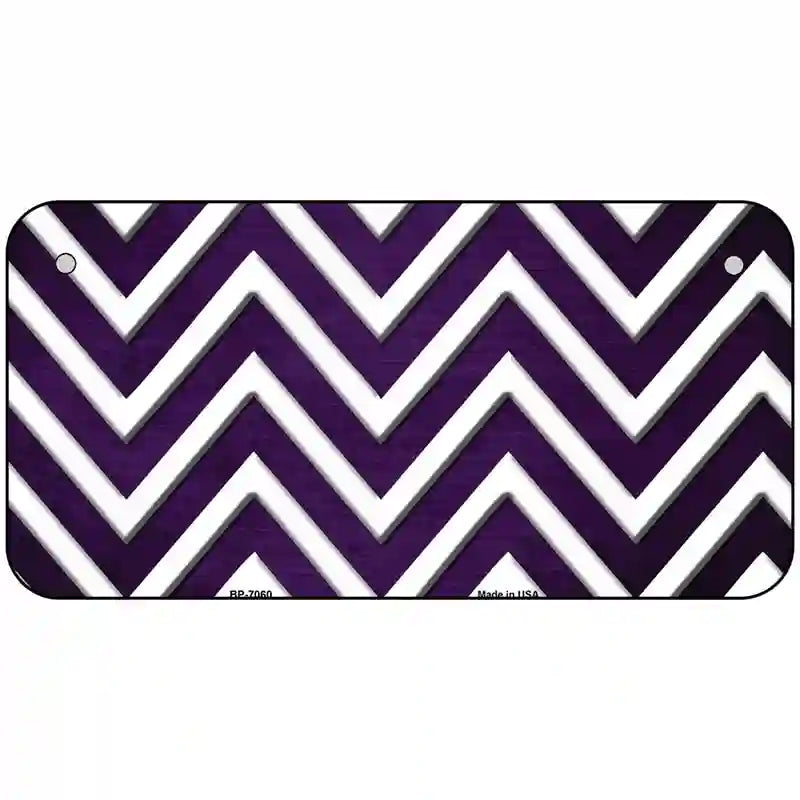 Purple White Chevron Oil Rubbed Metal Novelty License Plate 6" x 3" (BP)