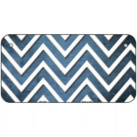 Light Blue White Chevron Oil Rubbed Metal Novelty License Plate 6" x 3" (BP)