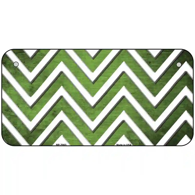 Lime Green White Chevron Oil Rubbed Metal Novelty License Plate 6" x 3" (BP)