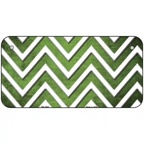 Lime Green White Chevron Oil Rubbed Metal Novelty License Plate 6" x 3" (BP)