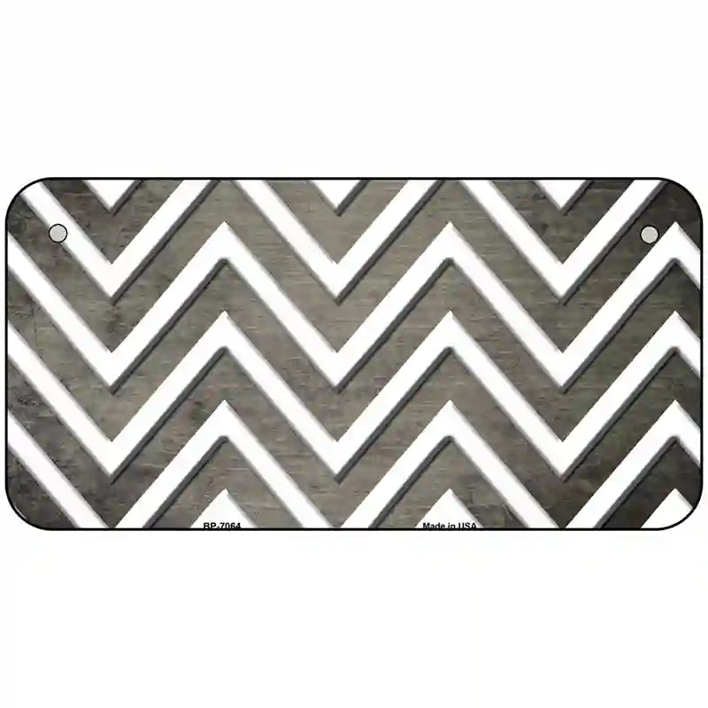 Tan White Chevron Oil Rubbed Metal Novelty License Plate 6" x 3" (BP)