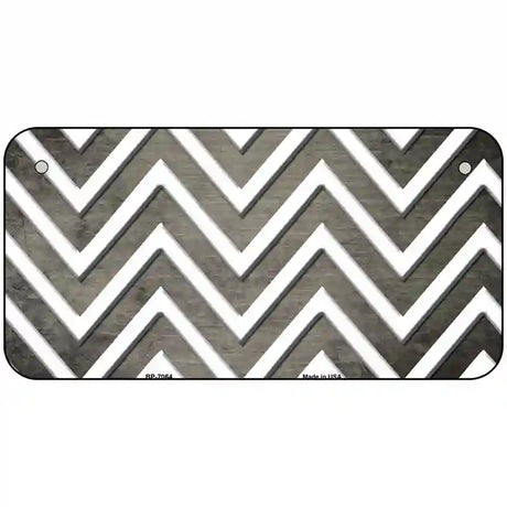 Tan White Chevron Oil Rubbed Metal Novelty License Plate 6" x 3" (BP)