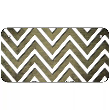 Gold White Chevron Oil Rubbed Metal Novelty License Plate 6" x 3" (BP)