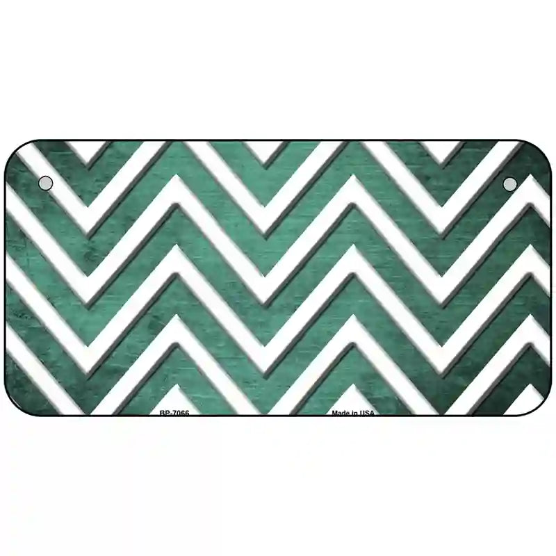 Mint White Chevron Oil Rubbed Metal Novelty License Plate 6" x 3" (BP)