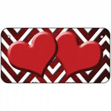 Red White Hearts Chevron Oil Rubbed Metal Novelty License Plate 6" x 3" (BP)