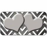 Gray White Hearts Chevron Oil Rubbed Metal Novelty License Plate 6" x 3" (BP)