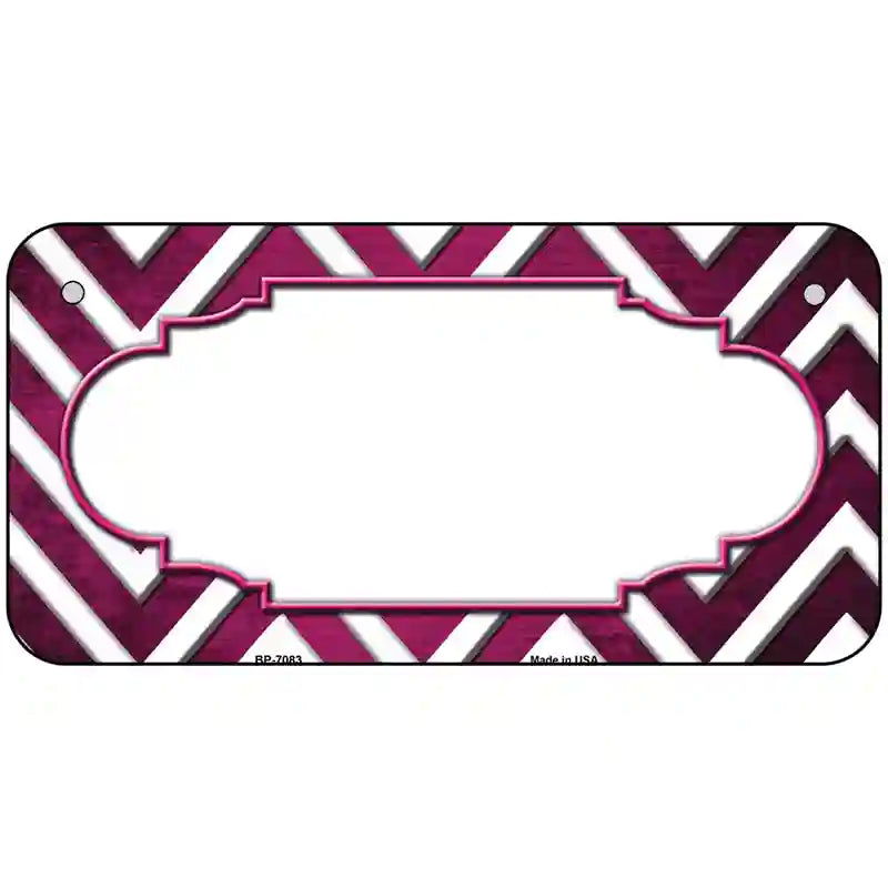 Pink White Chevron Scallop Oil Rubbed Metal Novelty License Plate 6" x 3" (BP)