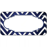 Blue White Chevron Scallop Oil Rubbed Metal Novelty License Plate 6" x 3" (BP)