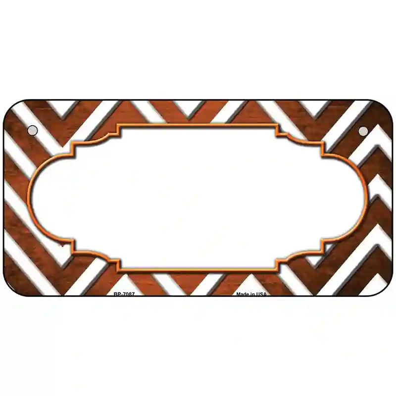 Orange White Chevron Scallop Oil Rubbed Metal Novelty License Plate 6" x 3" (BP)