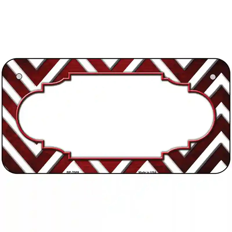 Red White Chevron Scallop Oil Rubbed Metal Novelty License Plate 6" x 3" (BP)