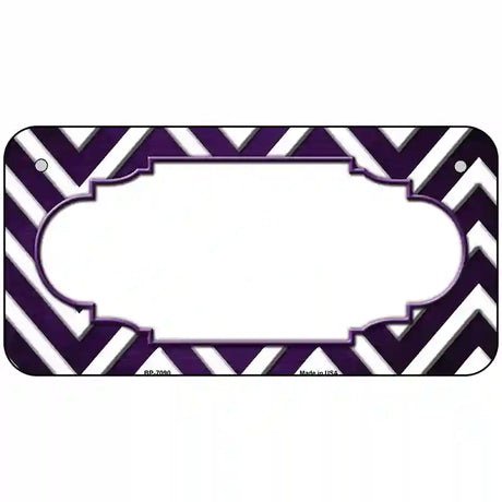 Purple White Chevron Scallop Oil Rubbed Metal Novelty License Plate 6" x 3" (BP)