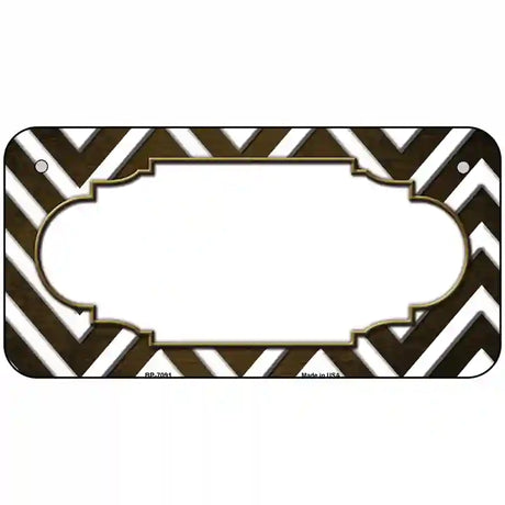 Brown White Chevron Scallop Oil Rubbed Metal Novelty License Plate 6" x 3" (BP)