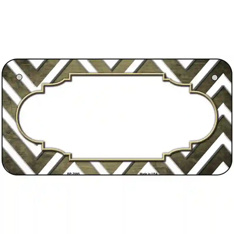 Gold White Chevron Scallop Oil Rubbed Metal Novelty License Plate 6" x 3" (BP)