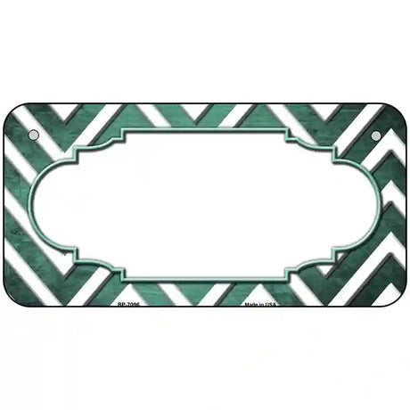 Mint White Chevron Scallop Oil Rubbed Metal Novelty License Plate 6" x 3" (BP)