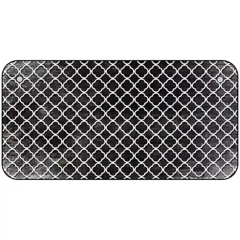 Black White Quatrefoil Oil Rubbed Metal Novelty License Plate 6" x 3" (BP)