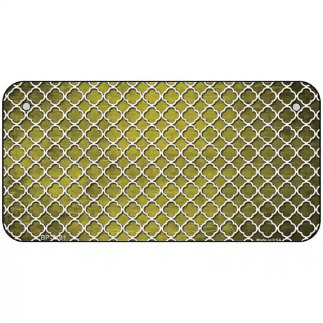 Yellow White Quatrefoil Oil Rubbed Metal Novelty License Plate 6" x 3" (BP)