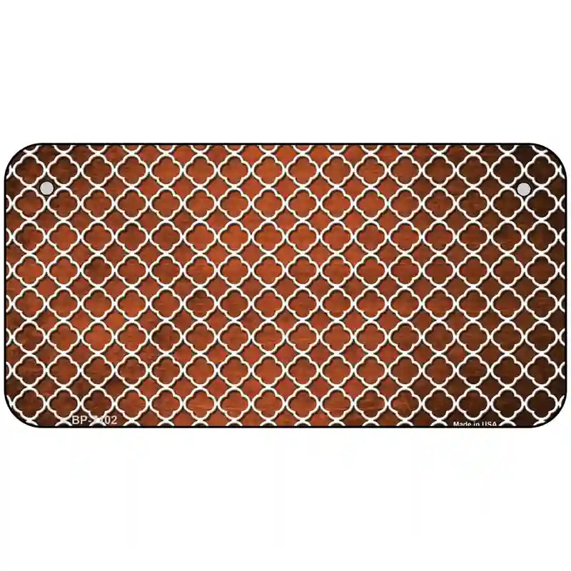 Orange White Quatrefoil Oil Rubbed Metal Novelty License Plate 6" x 3" (BP)