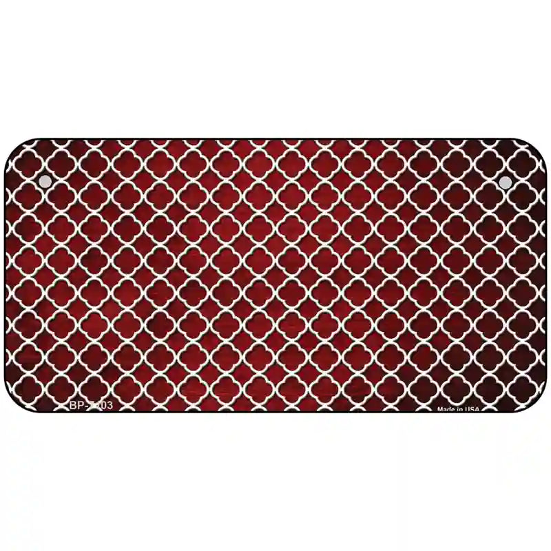 Red White Quatrefoil Oil Rubbed Metal Novelty License Plate 6" x 3" (BP)