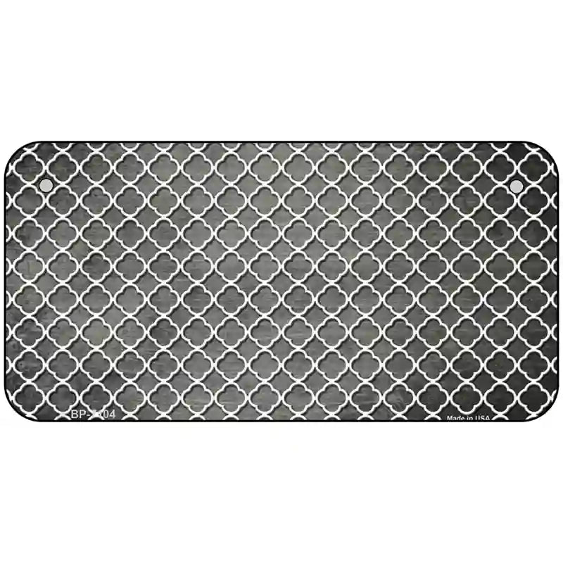 Gray White Quatrefoil Oil Rubbed Metal Novelty License Plate 6" x 3" (BP)