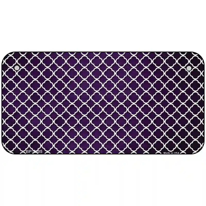 Purple White Quatrefoil Oil Rubbed Metal Novelty License Plate 6" x 3" (BP)