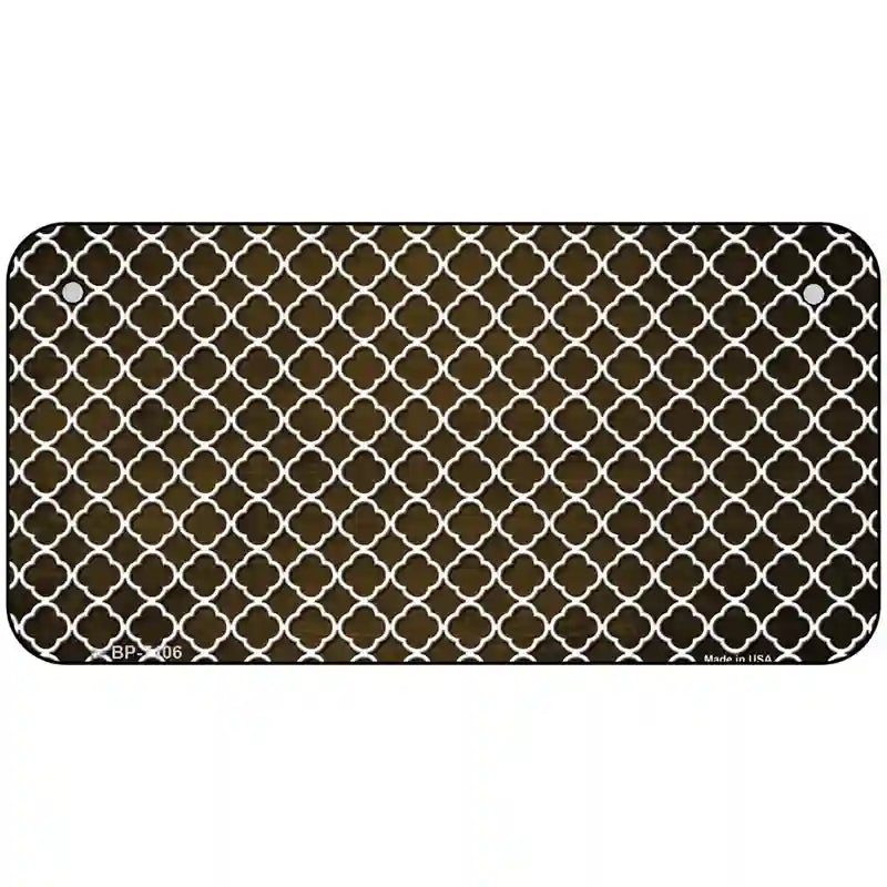 Brown White Quatrefoil Oil Rubbed Metal Novelty License Plate 6" x 3" (BP)