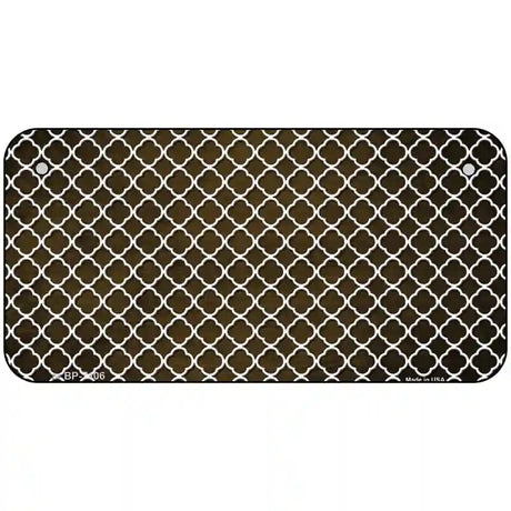 Brown White Quatrefoil Oil Rubbed Metal Novelty License Plate 6" x 3" (BP)