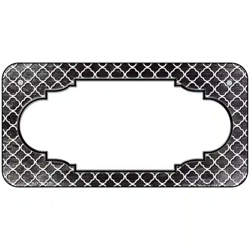 Black White Quatrefoil Scallop Oil Rubbed Metal Novelty License Plate 6" x 3" (BP)