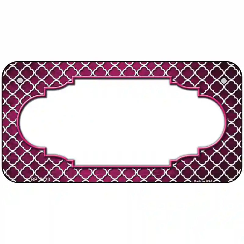 Pink White Quatrefoil Scallop Oil Rubbed Metal Novelty License Plate 6" x 3" (BP)