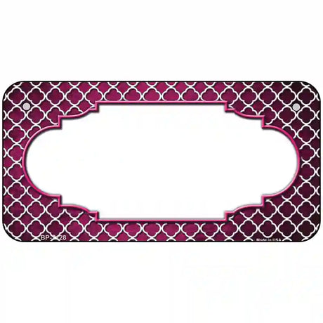 Pink White Quatrefoil Scallop Oil Rubbed Metal Novelty License Plate 6" x 3" (BP)