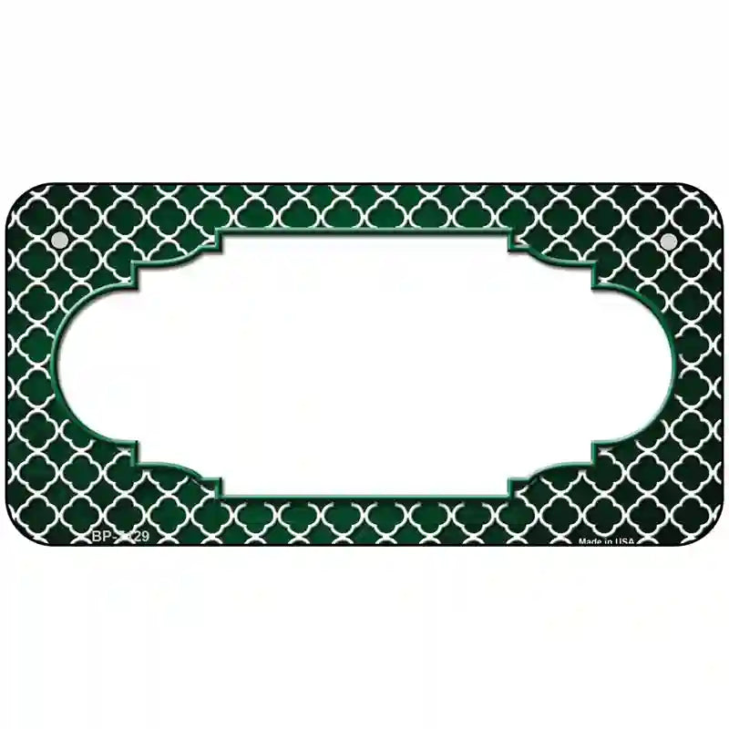 Green White Quatrefoil Scallop Oil Rubbed Metal Novelty License Plate 6" x 3" (BP)