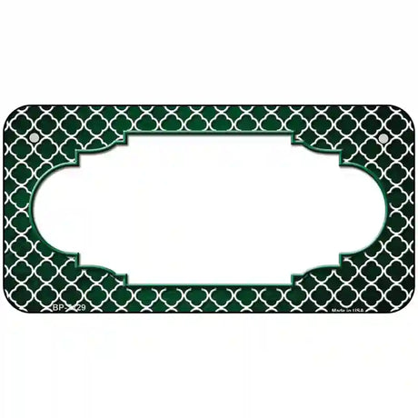 Green White Quatrefoil Scallop Oil Rubbed Metal Novelty License Plate 6" x 3" (BP)