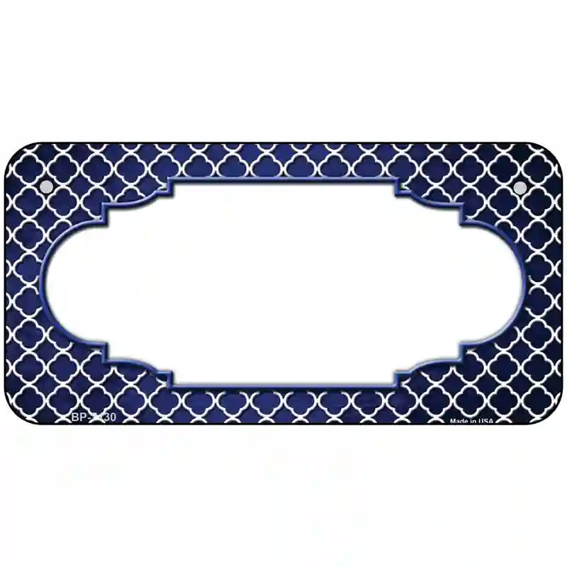 Blue White Quatrefoil Scallop Oil Rubbed Metal Novelty License Plate 6" x 3" (BP)