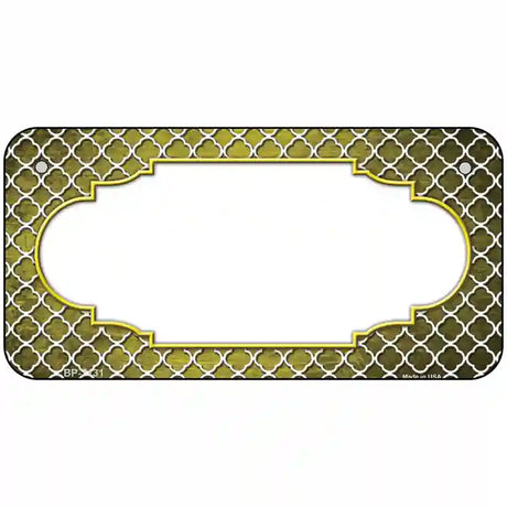 Yellow White Quatrefoil Scallop Oil Rubbed Metal Novelty License Plate 6" x 3" (BP)