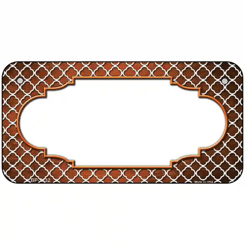 Orange White Quatrefoil Scallop Oil Rubbed Metal Novelty License Plate 6" x 3" (BP)