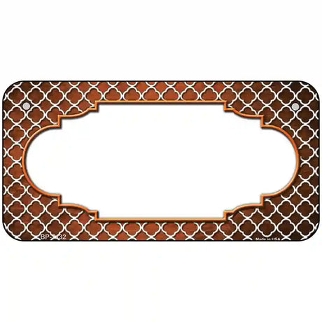 Orange White Quatrefoil Scallop Oil Rubbed Metal Novelty License Plate 6" x 3" (BP)