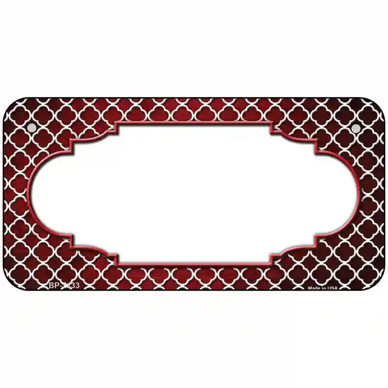 Red White Quatrefoil Scallop Oil Rubbed Metal Novelty License Plate 6" x 3" (BP)