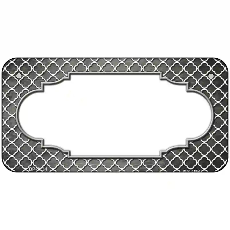 Gray White Quatrefoil Scallop Oil Rubbed Metal Novelty License Plate 6" x 3" (BP)