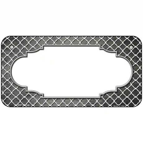 Gray White Quatrefoil Scallop Oil Rubbed Metal Novelty License Plate 6" x 3" (BP)