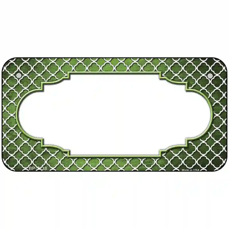 Lime Green White Quatrefoil Scallop Oil Rubbed Metal Novelty License Plate 6" x 3" (BP)