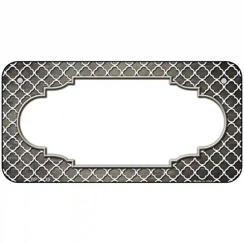 Tan White Quatrefoil Scallop Oil Rubbed Metal Novelty License Plate 6" x 3" (BP)