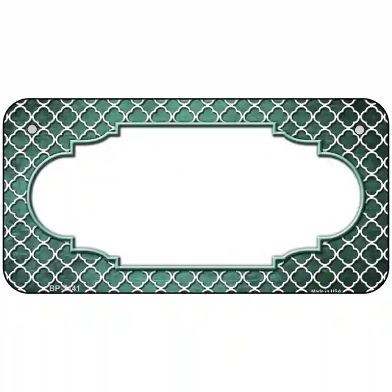 Mint White Quatrefoil Scallop Oil Rubbed Metal Novelty License Plate 6" x 3" (BP)