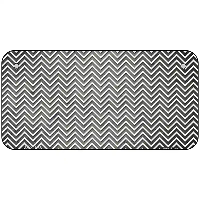 Gray White Small Chevron Oil Rubbed Metal Novelty License Plate 6" x 3" (BP)