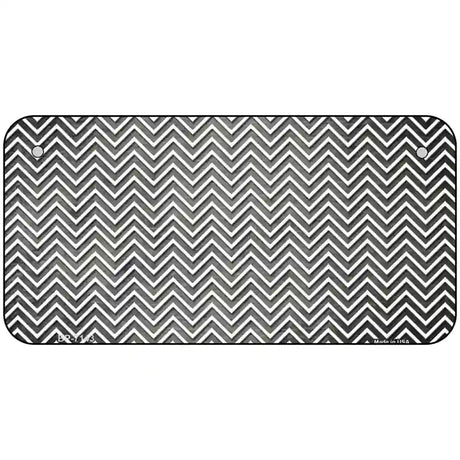 Gray White Small Chevron Oil Rubbed Metal Novelty License Plate 6" x 3" (BP)