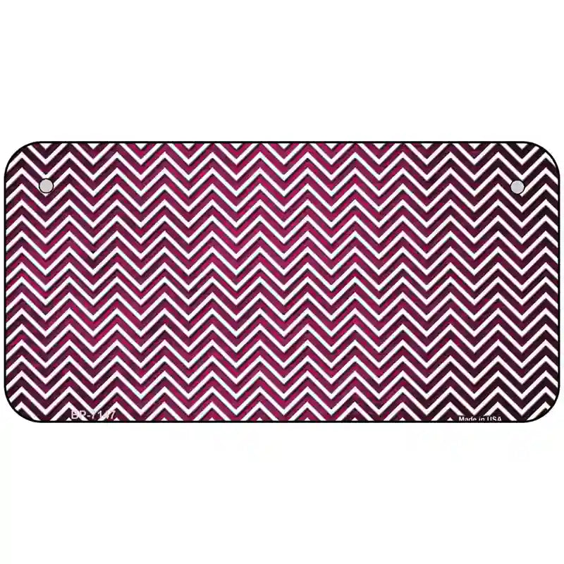 Pink White Small Chevron Oil Rubbed Metal Novelty License Plate 6" x 3" (BP)