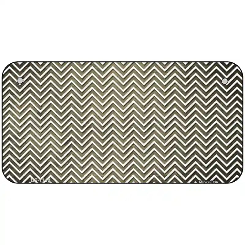 Gold White Small Chevron Oil Rubbed Metal Novelty License Plate 6" x 3" (BP)