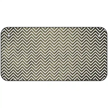 Gold White Small Chevron Oil Rubbed Metal Novelty License Plate 6" x 3" (BP)