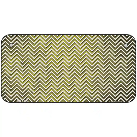 Yellow White Small Chevron Oil Rubbed Metal Novelty License Plate 6" x 3" (BP)