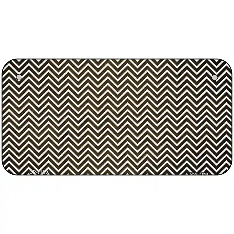 Brown White Small Chevron Oil Rubbed Metal Novelty License Plate 6" x 3" (BP)